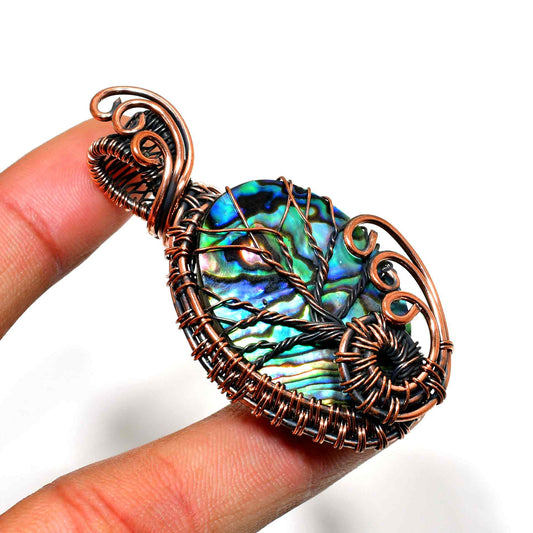 Ocean’s Essence – Abalone Tree of Life Copper Pendant