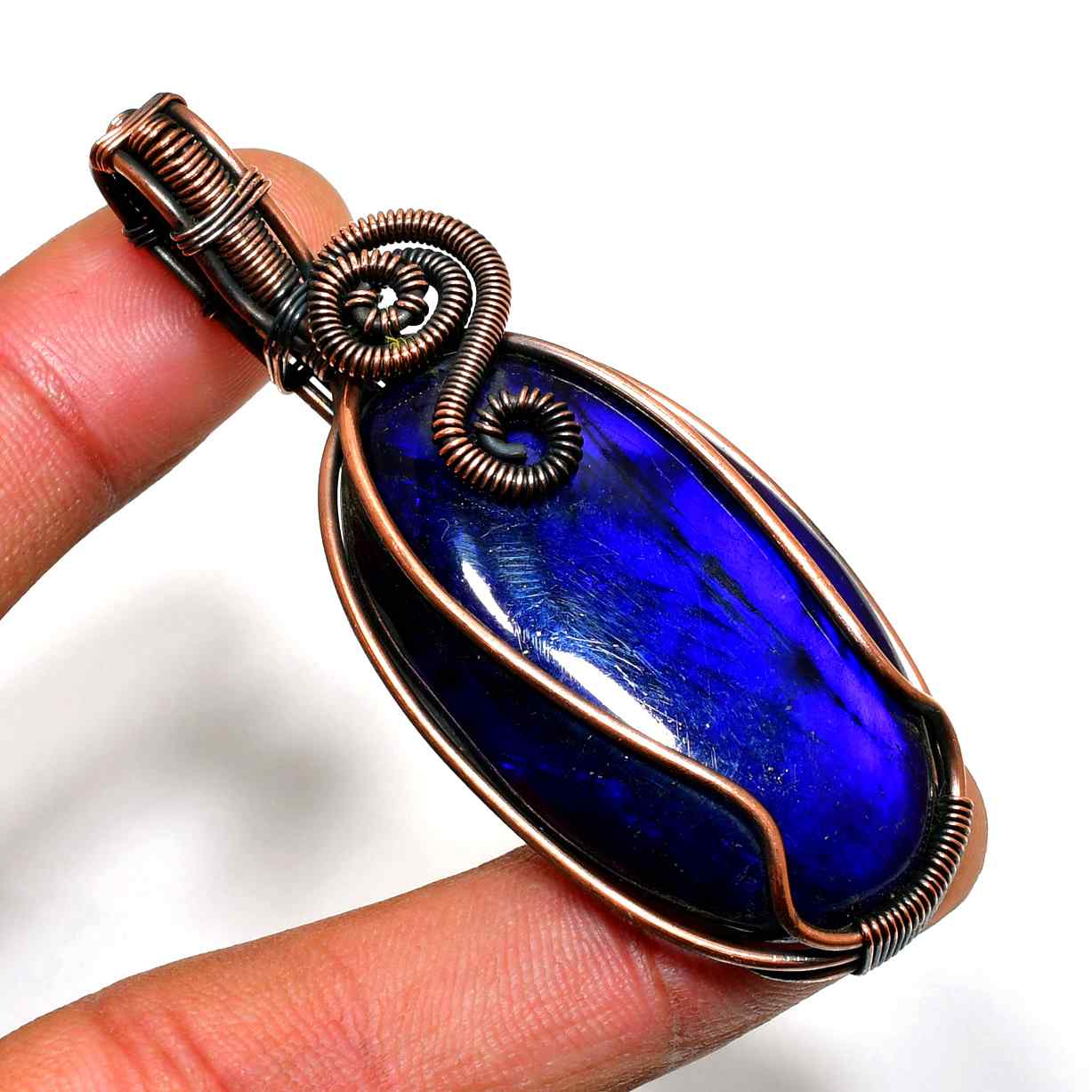 Celestial Embrace – Lapis Lazuli & Copper Pendant