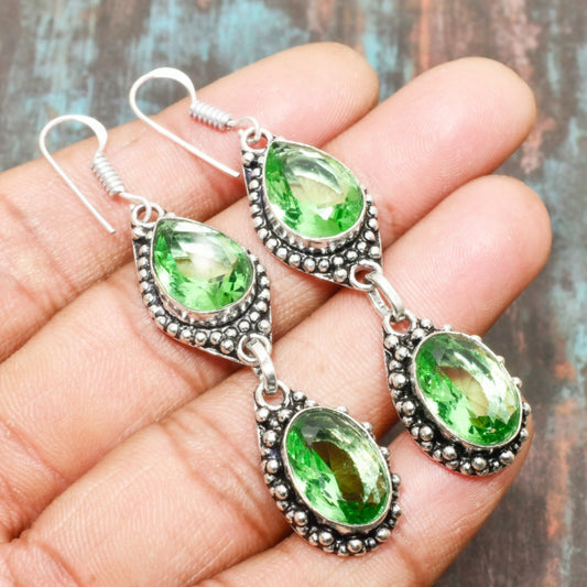 Sylvan Grace – Green Tourmaline Silver Earrings