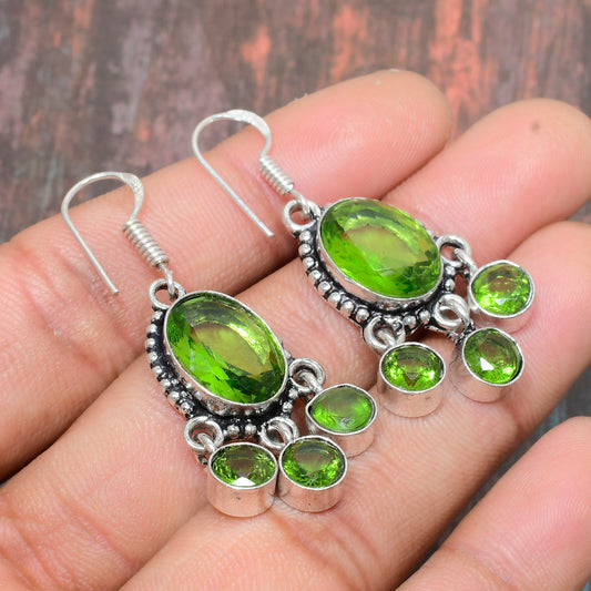 Verdant Dream – Silver-Plated Peridot Earrings