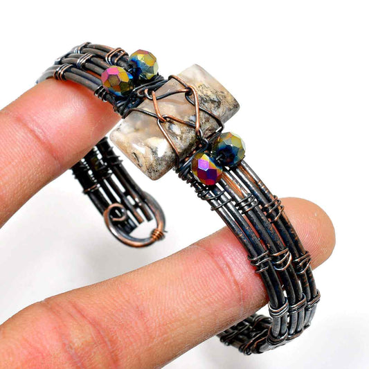 Gaia’s Embrace – Copper-Wrapped Natural Stone Bracelet