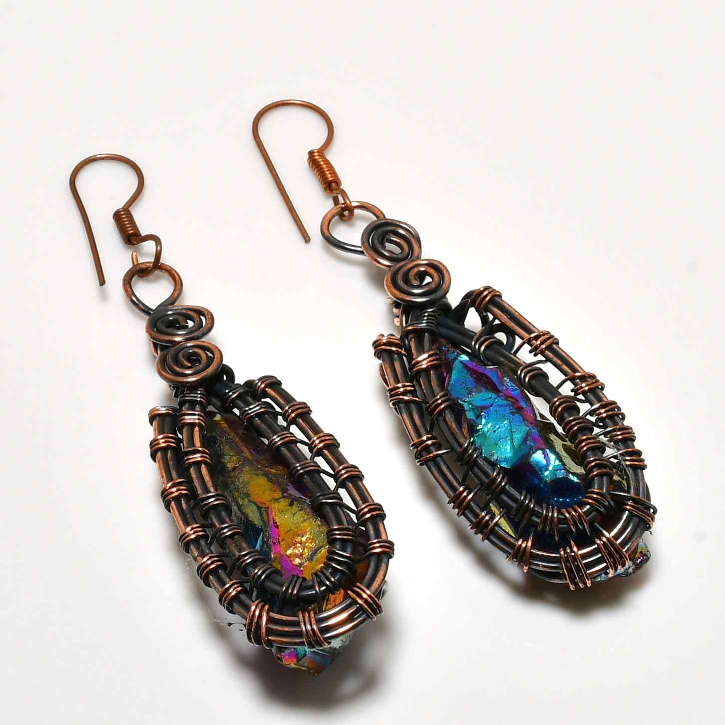 Aurora Muse – Iridescent Crystal & Copper Earrings