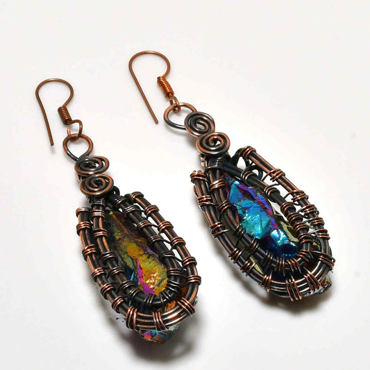 Aurora Muse – Iridescent Crystal & Copper Earrings