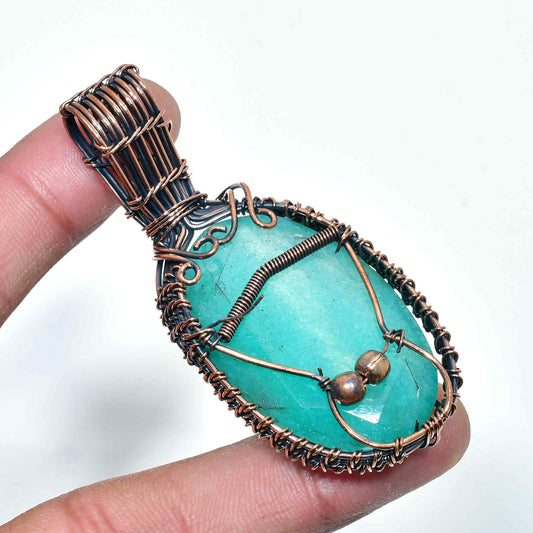 Ember’s Touch – Amazonite Copper Pendant