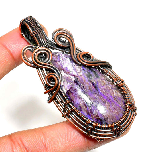 Ezra’s Veil – Amethyst & Oxidized Copper Pendant