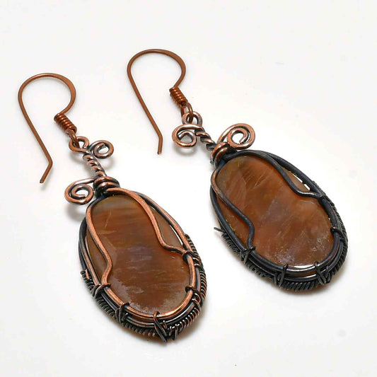 Valora’s Shield – Tiger’s Eye Copper Earrings