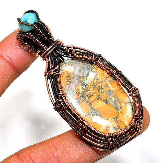 Ember’s Radiance – Orange Jasper & Copper Pendant