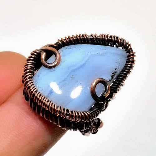 Celestial Harmony – Blue Lace Agate Copper Ring