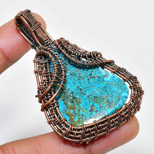 Turquoise Tranquility – Oxidized Copper Pendant