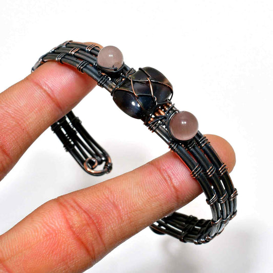 Mystic Night Cuff – Oxidized Copper & Serene Stone Wrap