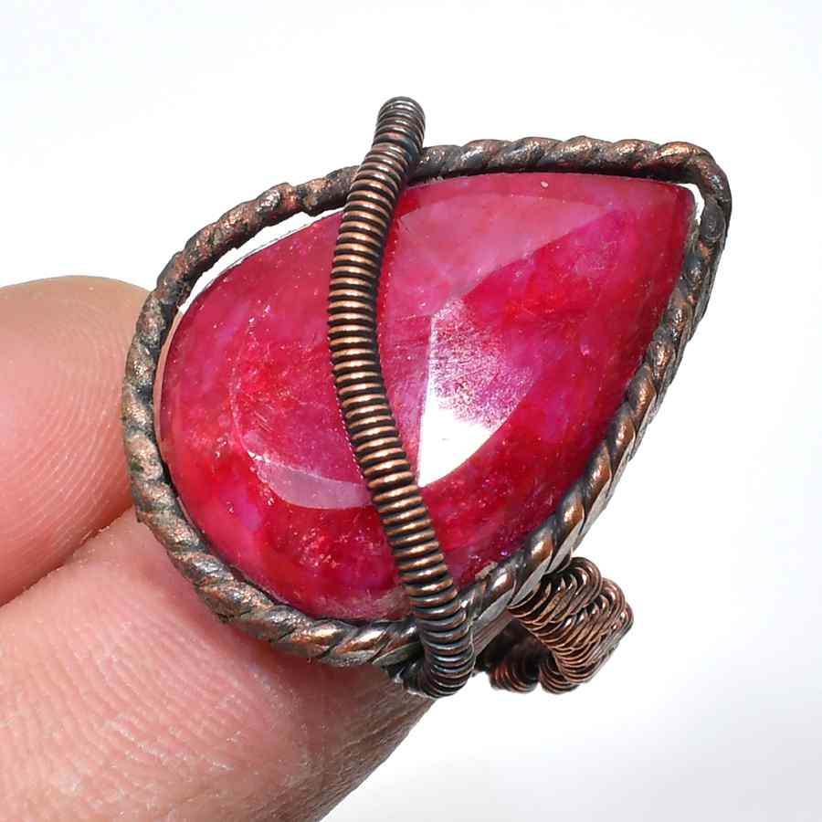 Crimson Ember – Ruby Copper Ring