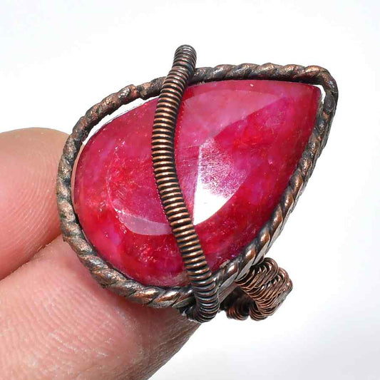 Crimson Ember – Ruby Copper Ring