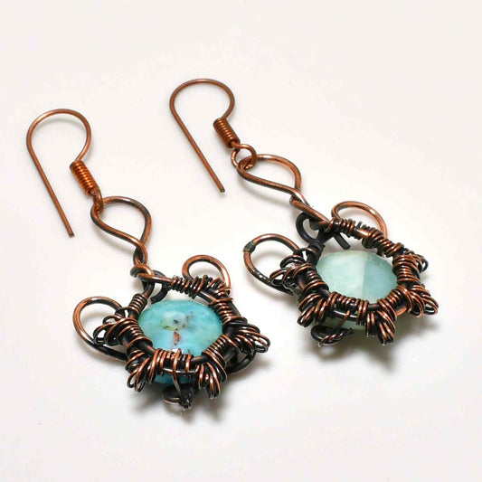 Ocean’s Whisper – Larimar & Copper Earrings