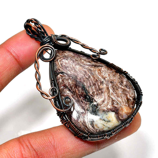 Gaia’s Embrace – Oxidized Copper Stone Pendant