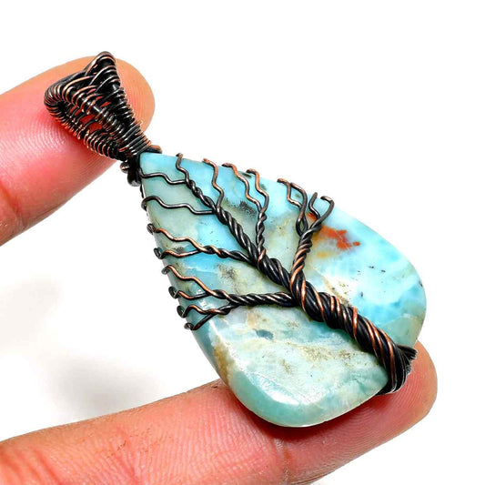 Gaia’s Embrace – Blue Jasper Tree of Life Pendant