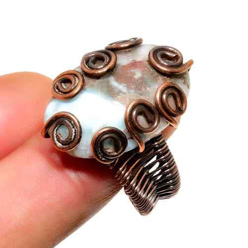 Harmony’s Lace – Blue Lace Agate Copper Ring