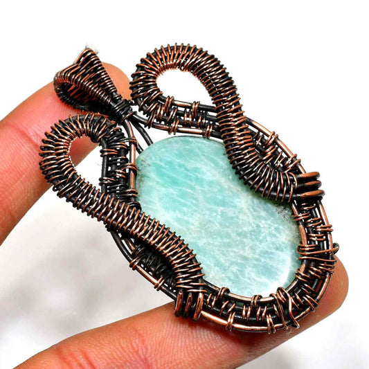 Ocean’s Embrace – Amazonite Copper Pendant