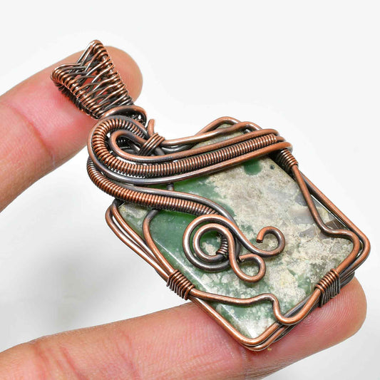 Gaia’s Embrace – Greenstone Copper Pendant