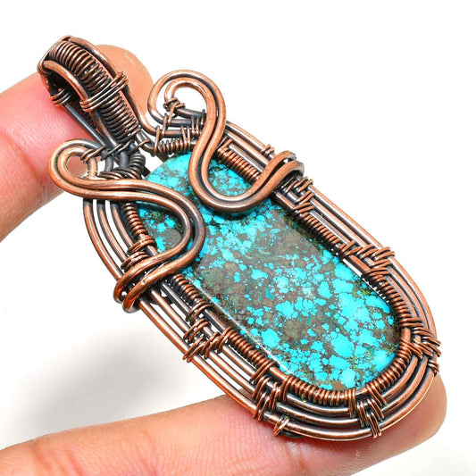 Turquoise Serenade – Hand-Wrapped Copper Pendant