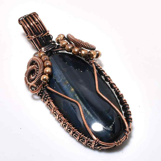 Midnight Aegis – Obsidian Copper Pendant