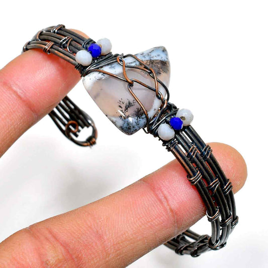 Celestial Calm – Dendritic Agate Copper Bracelet