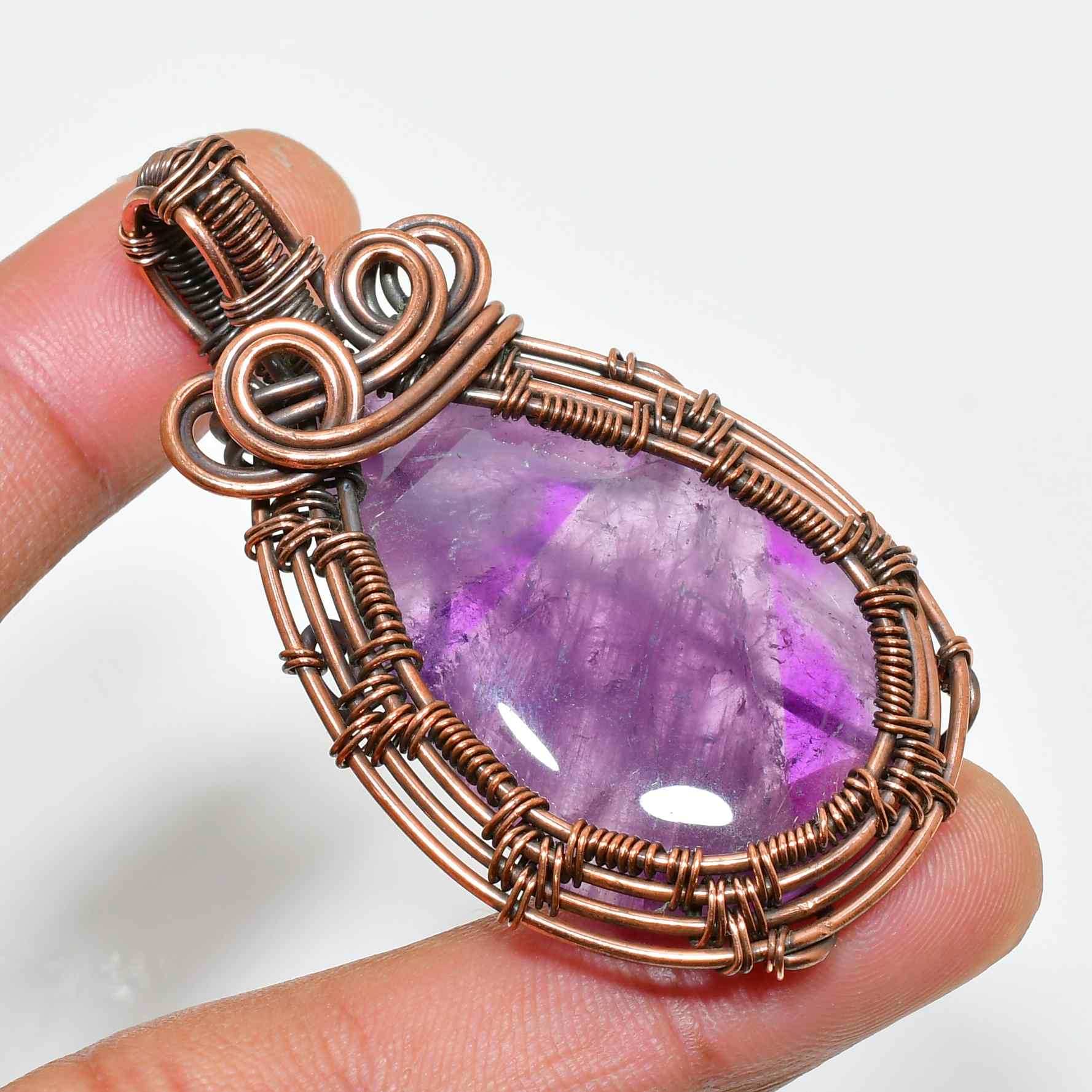 Ezra’s Veil – Mystic Amethyst Copper Pendant