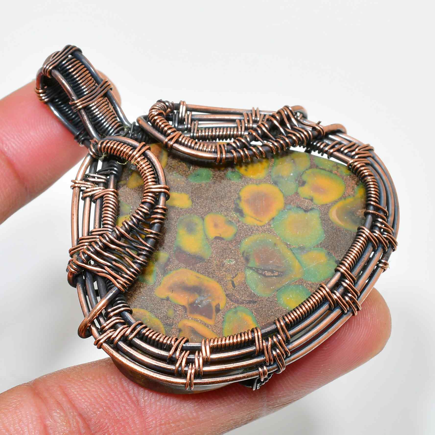 Lace of Joy – Crazy Lace Agate Copper Pendant
