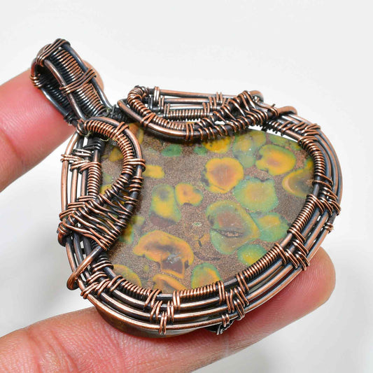 Lace of Joy – Crazy Lace Agate Copper Pendant