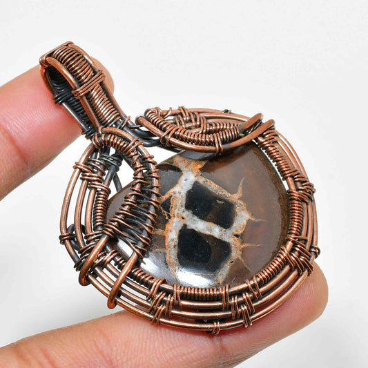 Earth’s Embrace – Black Agate Copper Pendant