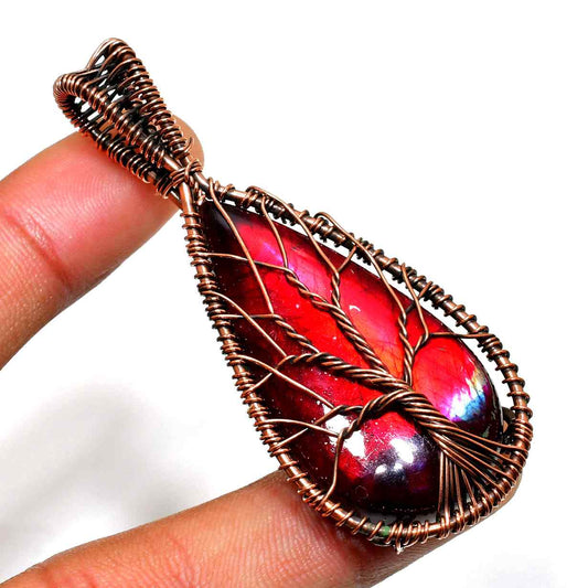 Ember’s Embrace – Red Copper Flame Pendant