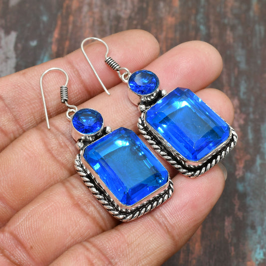 Azure Muse – Handcrafted Blue Gemstone Earrings