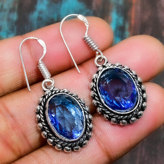 Silver Horizon – Blue Gemstone Sterling Silver Earrings