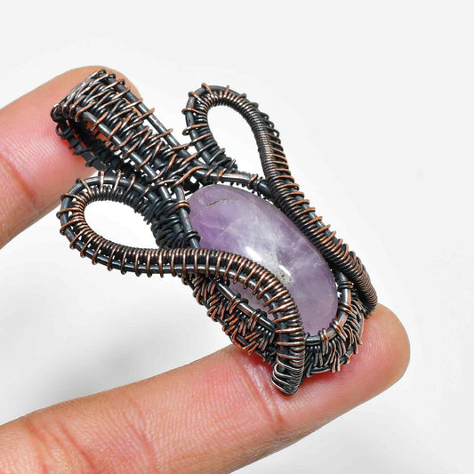 Ezra’s Veil – Mystic Amethyst & Oxidized Copper Pendant