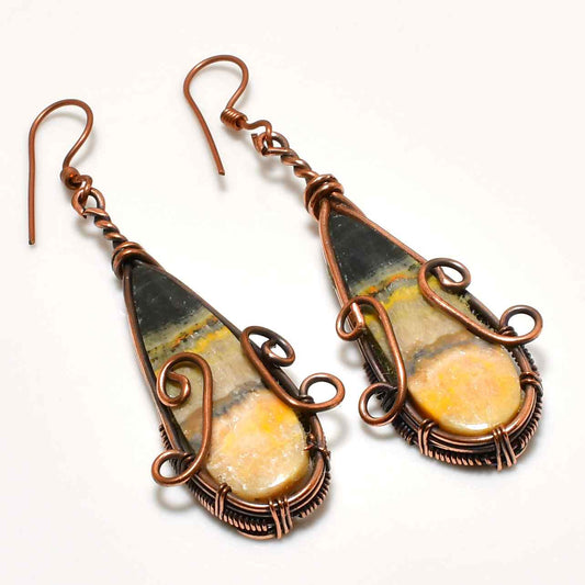 Gaia’s Embrace – Copper-Wrapped Agate Earrings