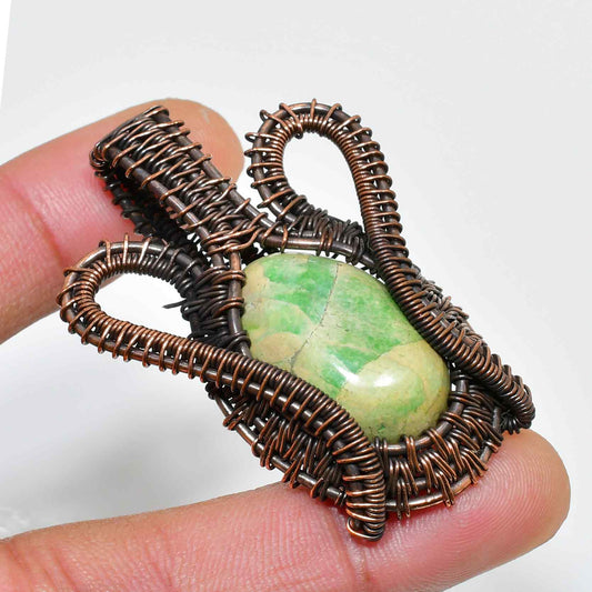 Terra’s Embrace – Green Stone Copper Pendant