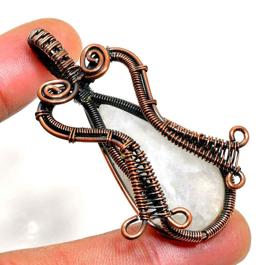 Moonlit Harmony – Blackened Copper Moonstone Pendant