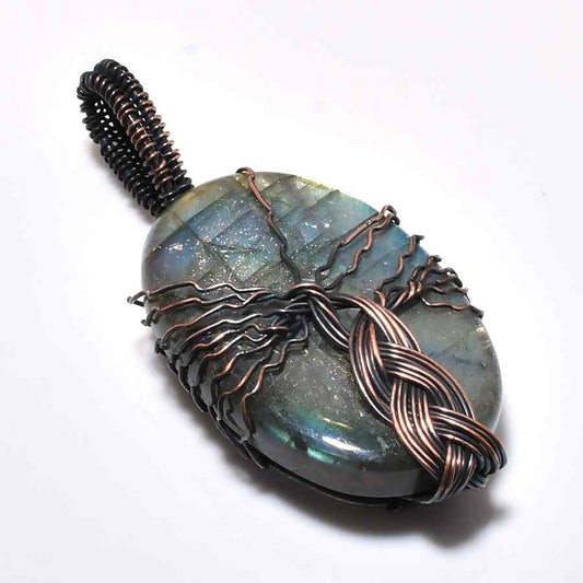 Labradorite Haven – Dark Copper Wire Pendant
