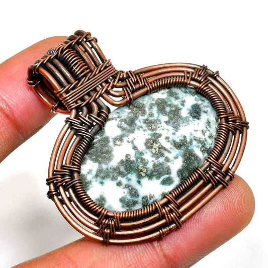 Forest Whisper – Moss Agate Copper Pendant
