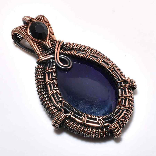 Ezra’s Veil – Oxidized Copper Amethyst Pendant