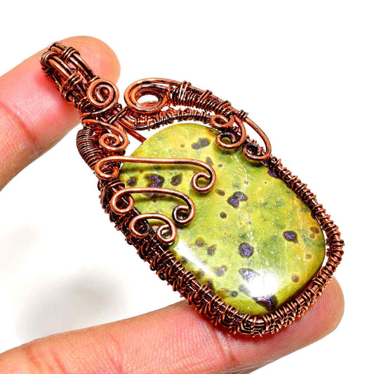 Gaia’s Embrace – Speckled Jade Copper Pendant