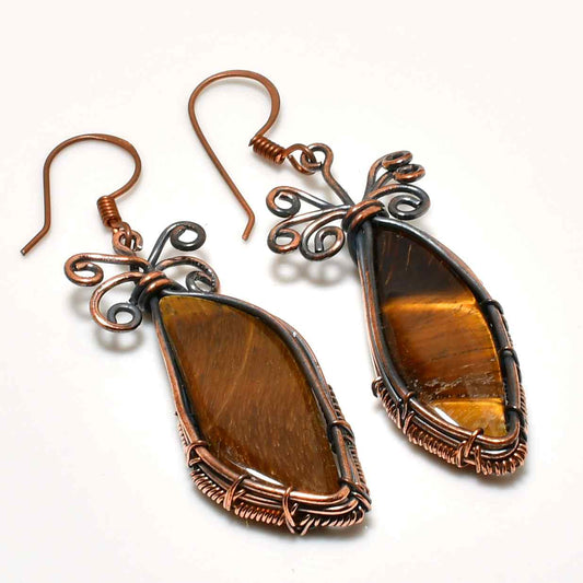 Earthen Guardian – Tiger’s Eye Copper Earrings