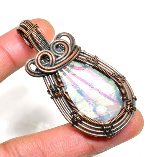 Aurora’s Spark – Opal & Copper Pendant