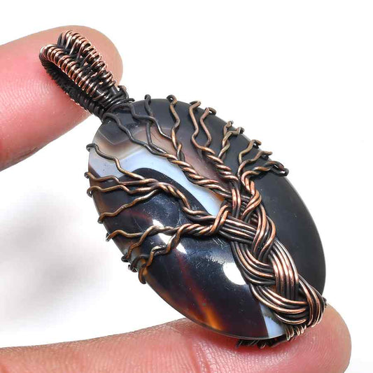 Gaia’s Tree of Life – Agate Copper Pendant