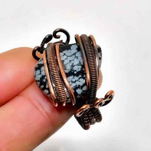 Gaia’s Guardian – Obsidian Copper Pendant