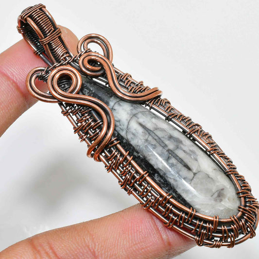 Gaia’s Embrace – Natural Stone Copper Pendant