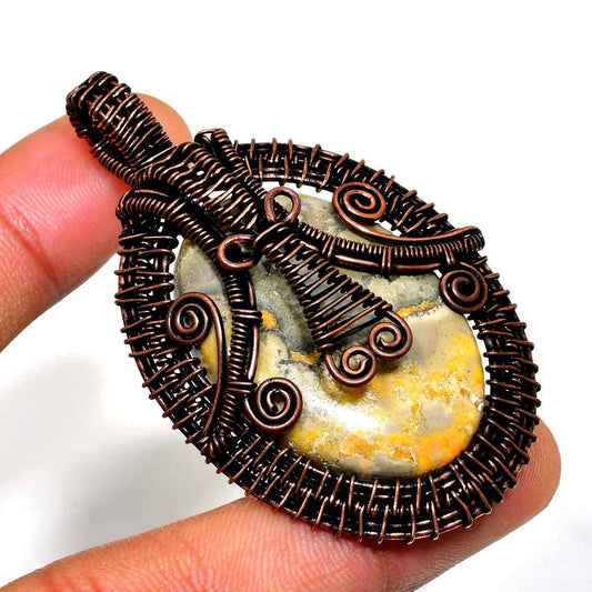 Earthen Embrace – Hand-Wrapped Copper Stone Pendant