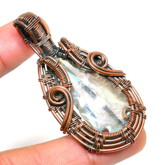Ezra’s Veil – Labradorite & Oxidized Copper Pendant