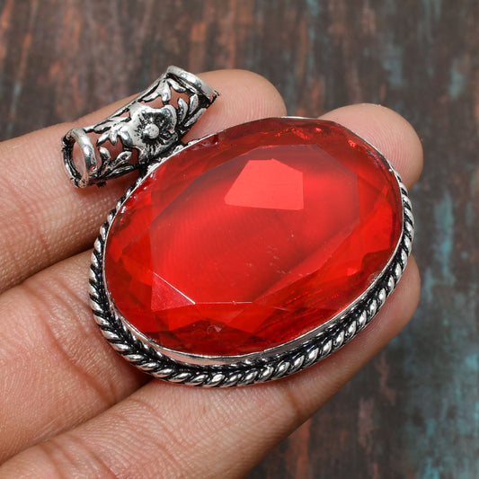 Crimson Charm – Ruby & Sterling Silver Pendant