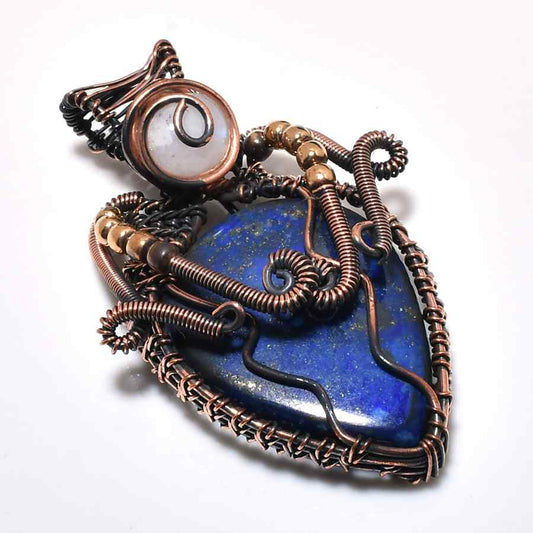 Azure Whisper – Copper-Wrapped Lapis Lazuli Pendant