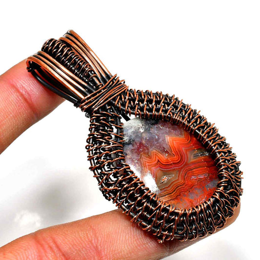 Gaia’s Embrace – Oxidized Copper Agate Pendant